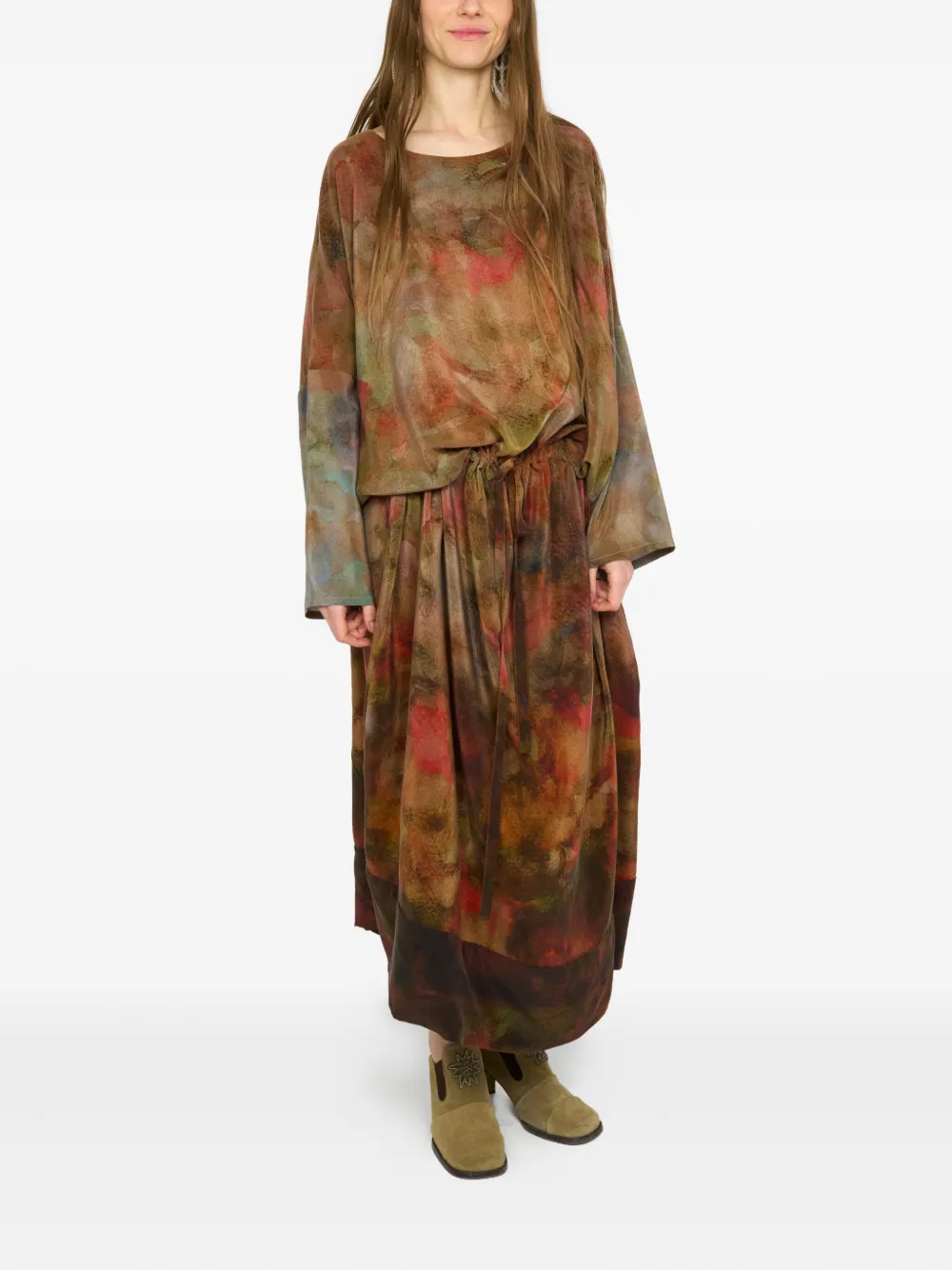 Anntian print drawstring midi dress | Day Dresses | Image 2