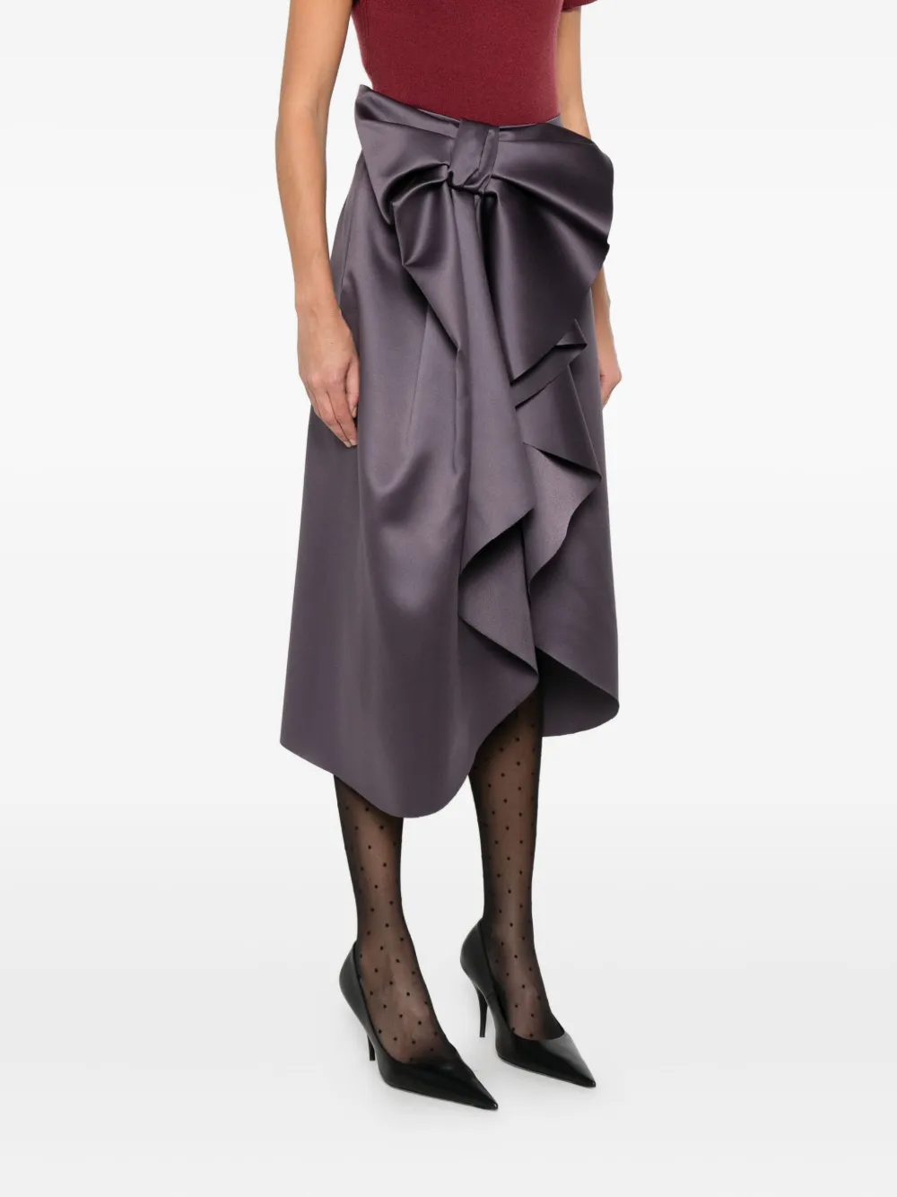 Viktor & Rolf Bow-detail Midi Skirt In Purple