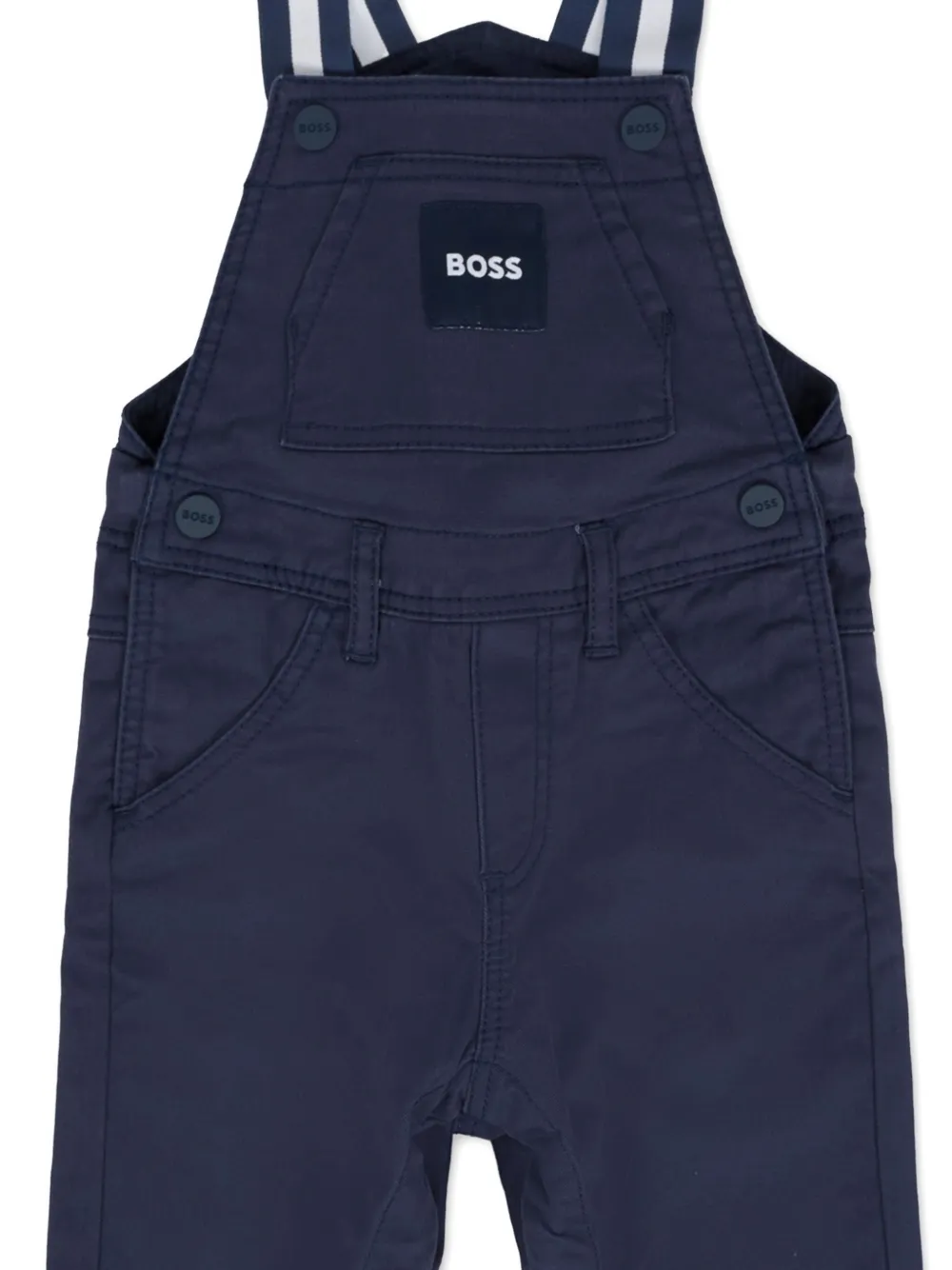 Bosswear Striped-strap Cotton Jumpsuit In Blue
