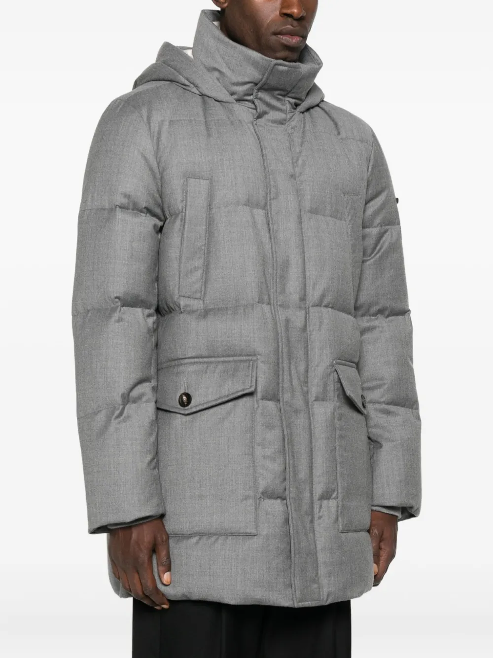 Peserico Gewatteerde jas met capuchon Grijs