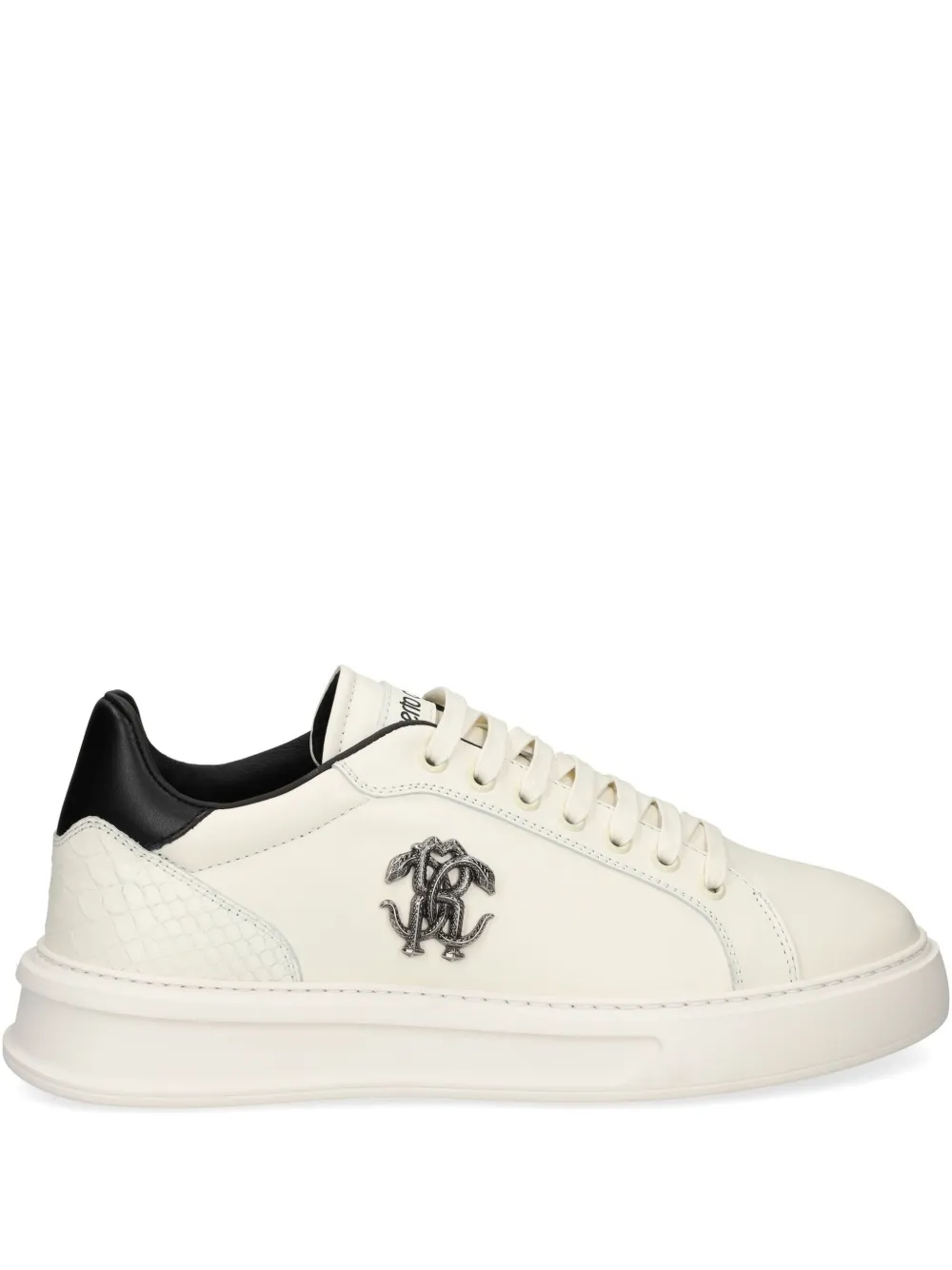 Roberto Cavalli logo-plaque snakeskin sneakers Neutrals
