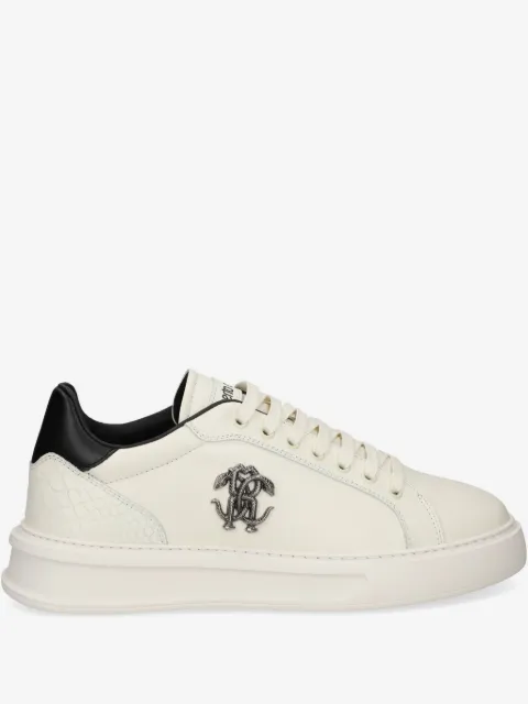Roberto Cavalli logo-plaque snakeskin sneakers