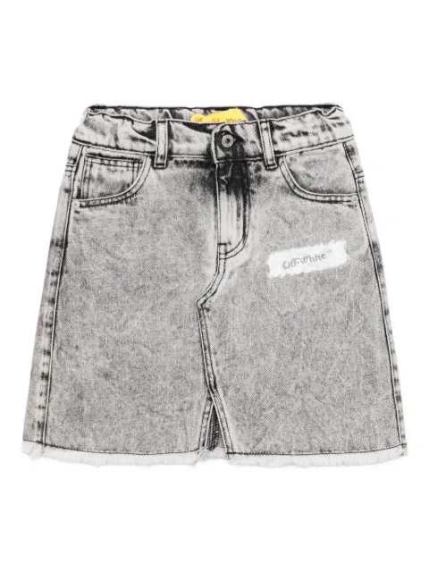 Off-White Kids frayed-hem logo-plaque skirt