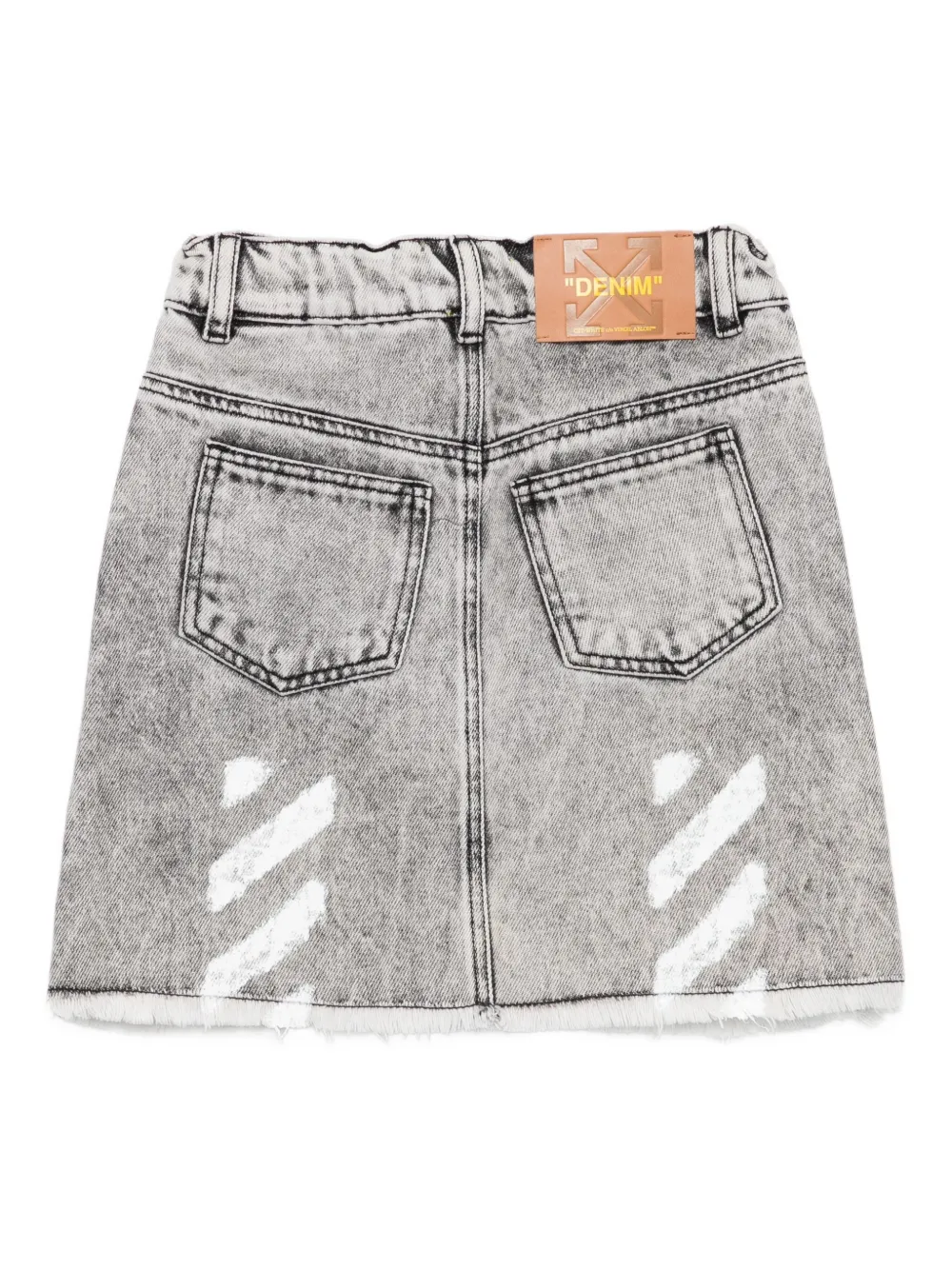 Off-White Kids frayed-hem logo-plaque skirt | Denim Skirts | Image 2