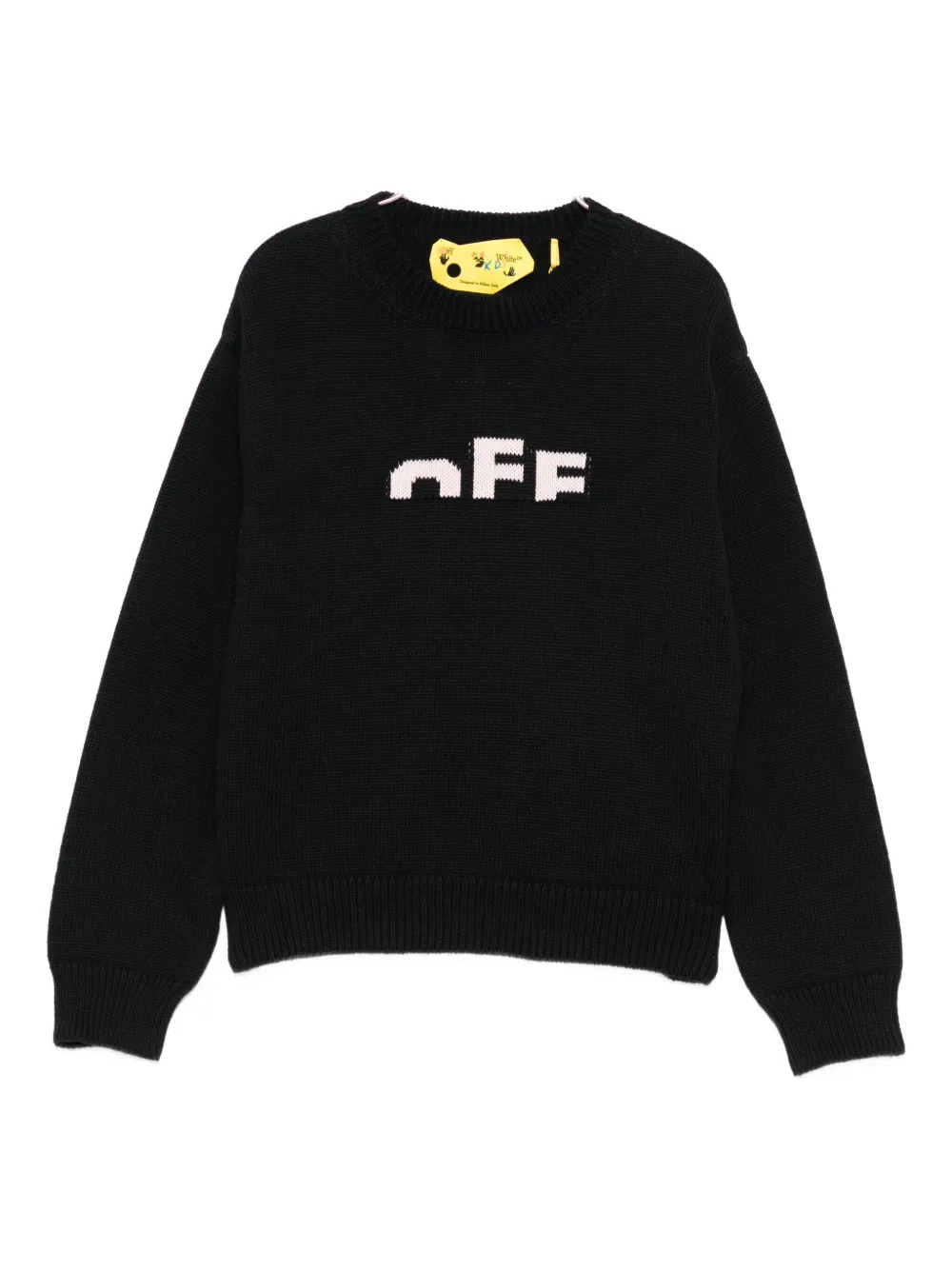 Off-white Logo-detail Crew-neck Jumper In Black