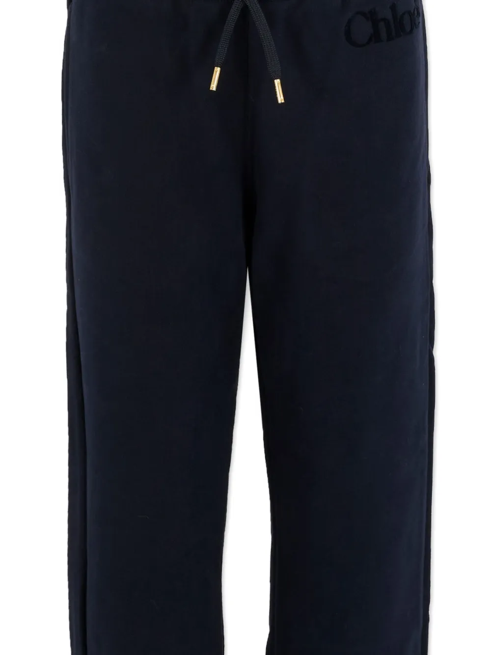 Chloé Embroidered-logo Cuffed Trousers In Blue
