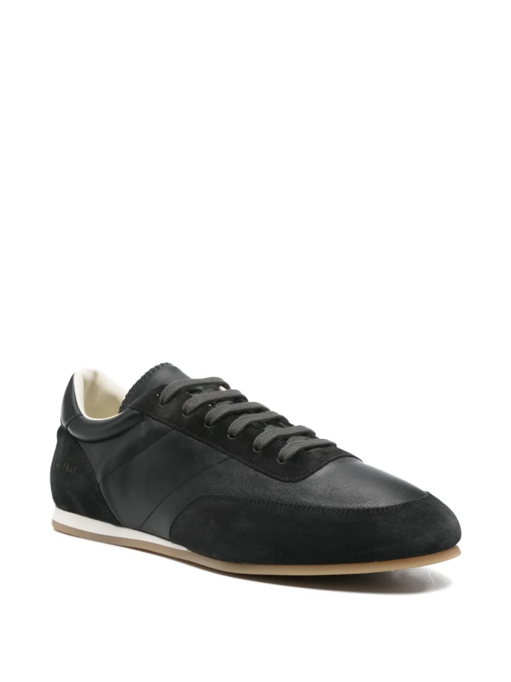 Common Projects Minimal Runner Suede-trimmed Leather Sneakers In Black