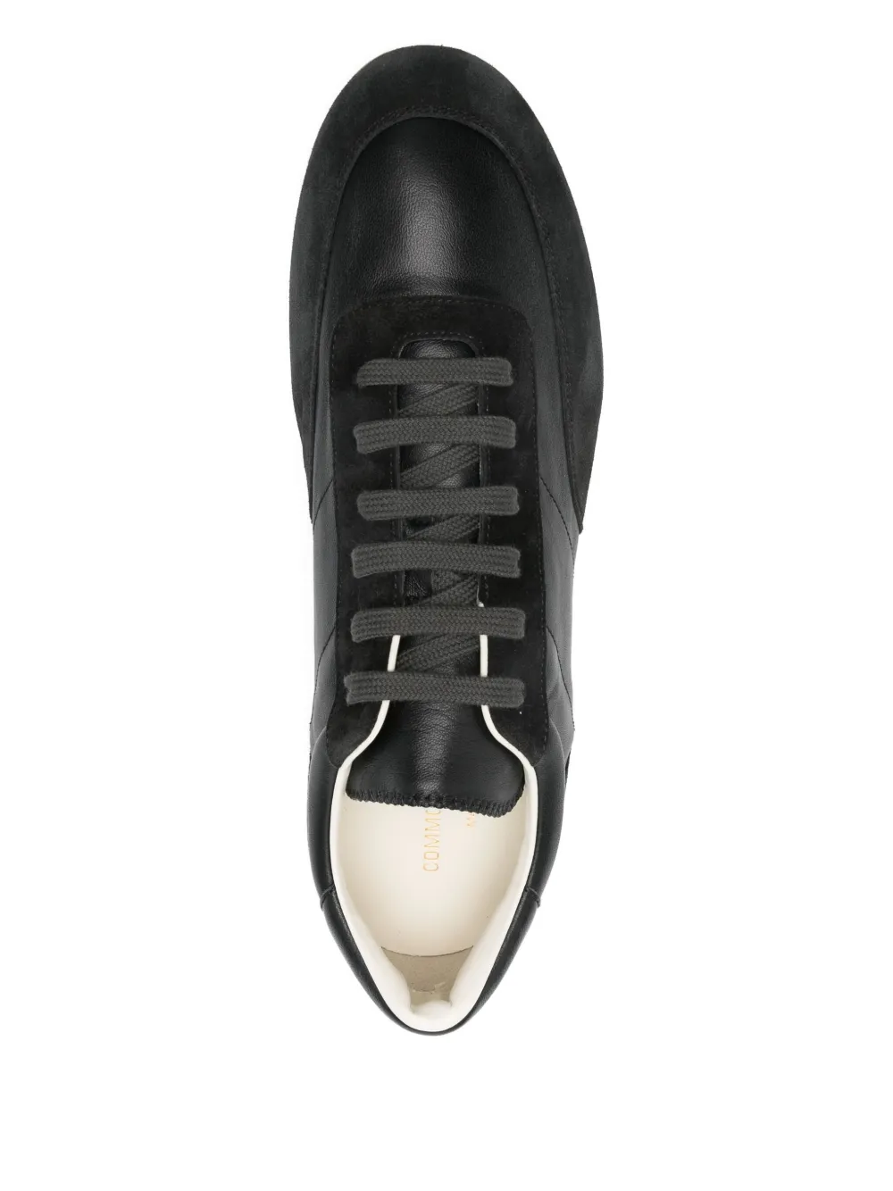 Common Projects Minimal Runner Suede-trimmed Leather Sneakers In Black