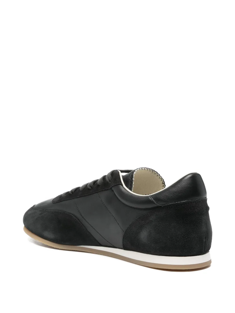 Common Projects Minimal Runner Suede-trimmed Leather Sneakers In Black