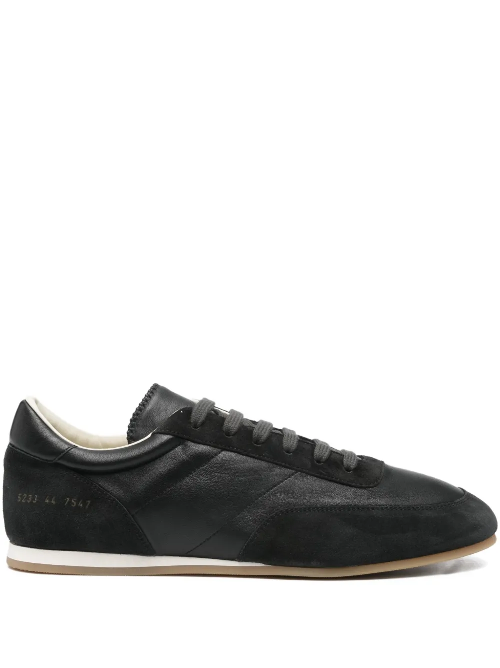 Common Projects Minimal Runner Suede-trimmed Leather Sneakers In Black