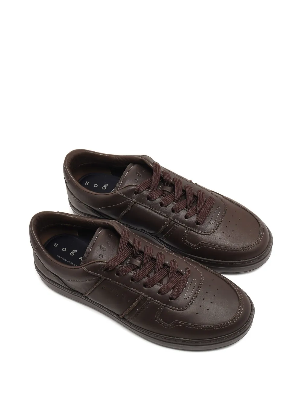 Hogan leather lace-up sneakers Brown