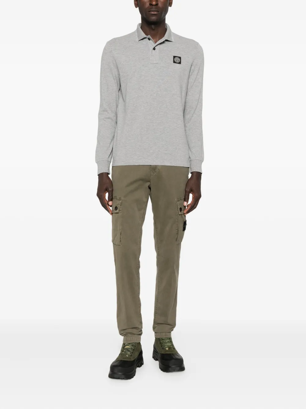 Stone Island logo-patch polo shirt - Grijs