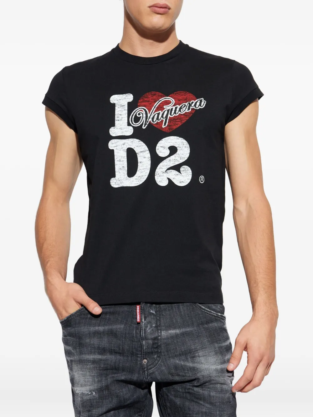 DSQUARED2 x Vaquera katoenen T-shirt Zwart
