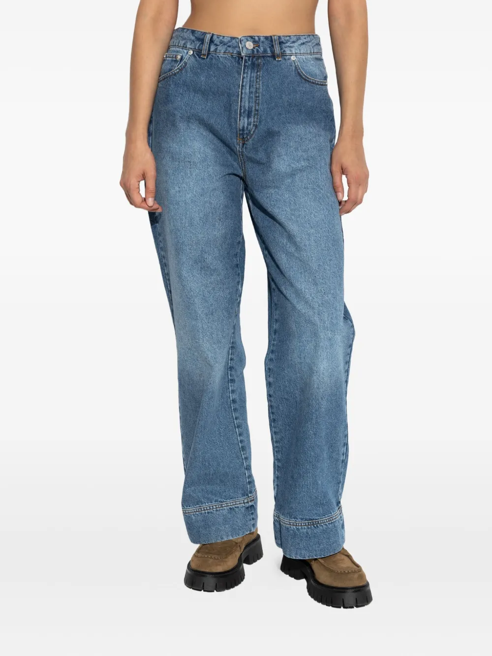 Officine Generale Naoko jeans met wijde pijpen Blauw