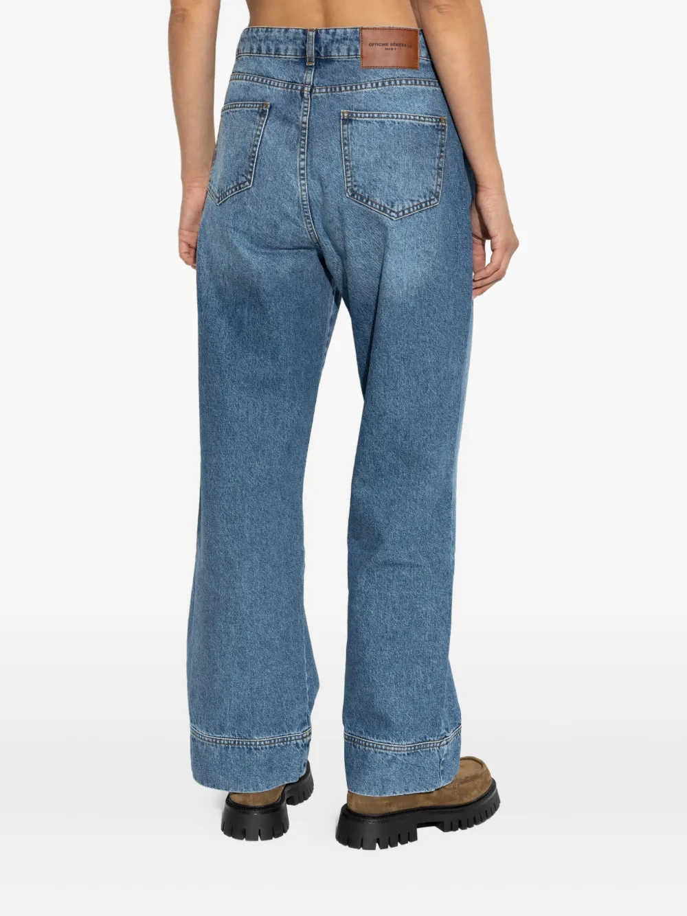 Officine Generale Naoko jeans met wijde pijpen Blauw