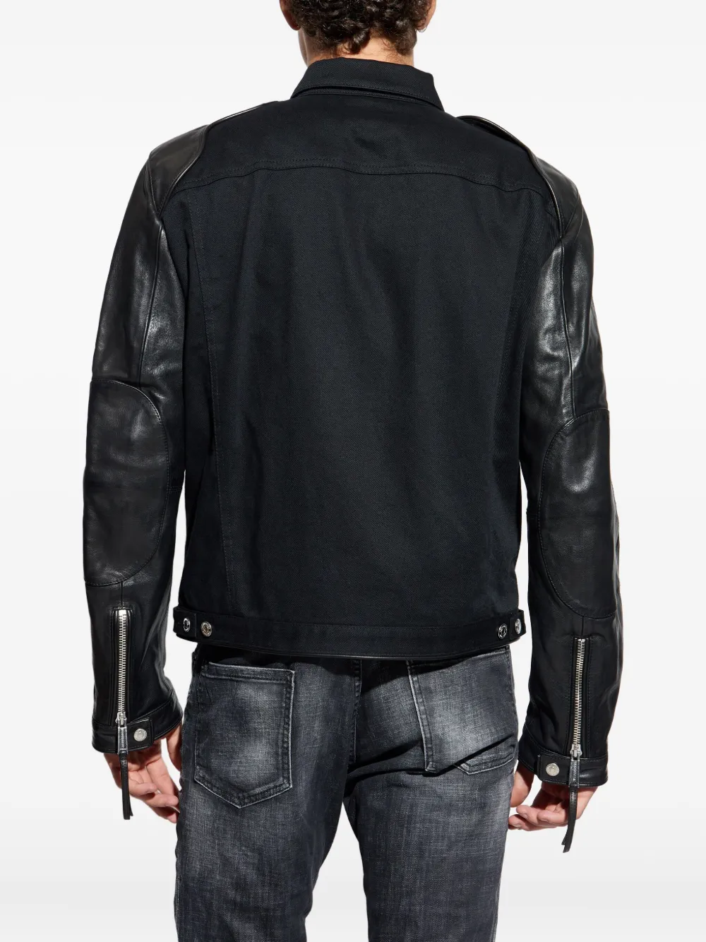 Dsquared2 X Ducati Leather-sleeve Patch Shirt Jacket In Black