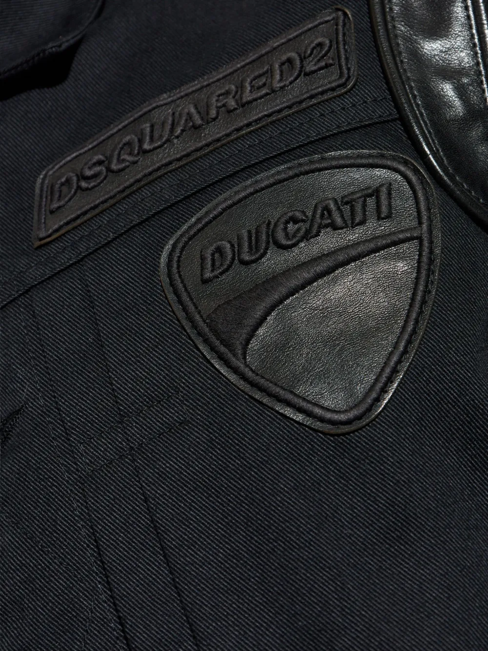Dsquared2 X Ducati Leather-sleeve Patch Shirt Jacket In Black