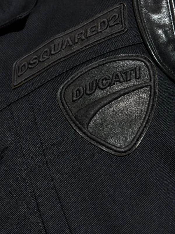 DSQUARED2 x Ducati leather-sleeve Patch Shirt Jacket | Black