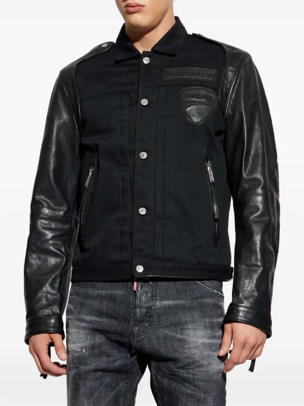 DSQUARED2 x Ducati レザースリーブ シャツジャケット | ブラック