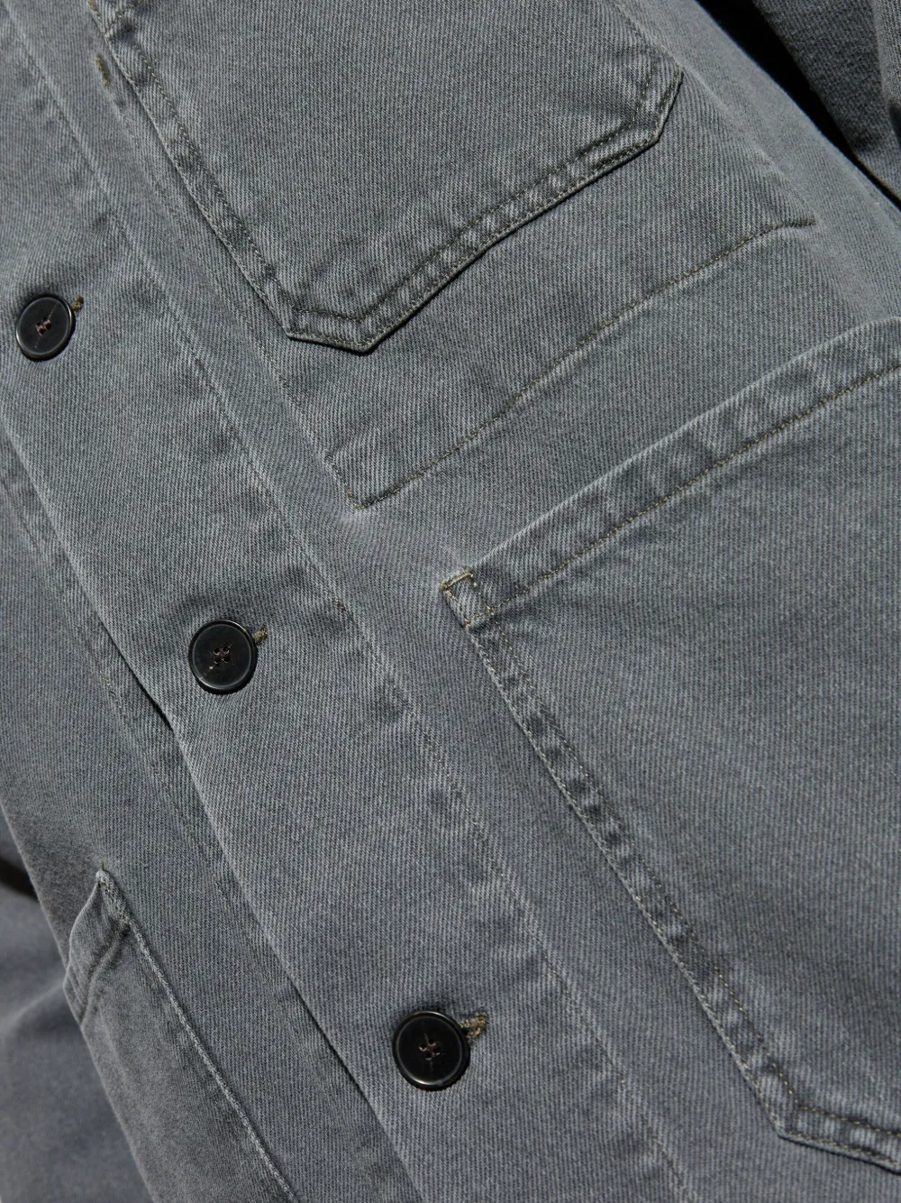 Officine Generale Denim shirtjack met ribfluwelen kraag Grijs