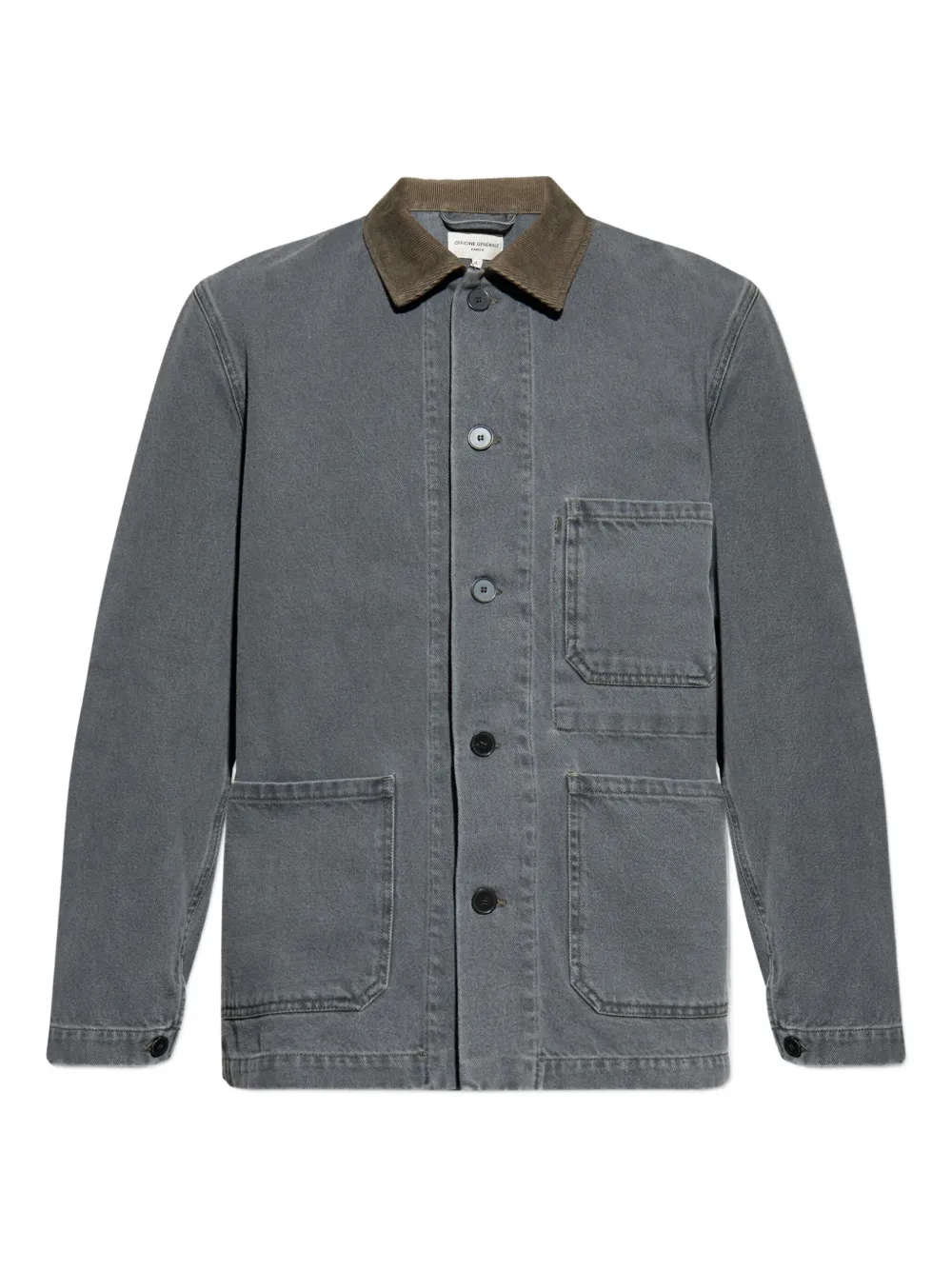 Officine Generale corduroy-collar denim shirt jacket | Grey | Image 1