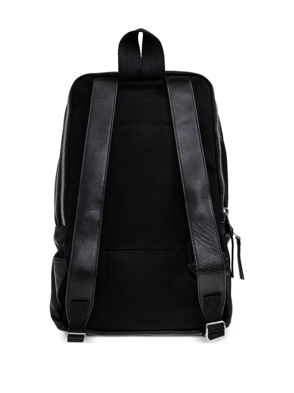 AllSaints Finn leren rugzak met logo-reliëf BLACK