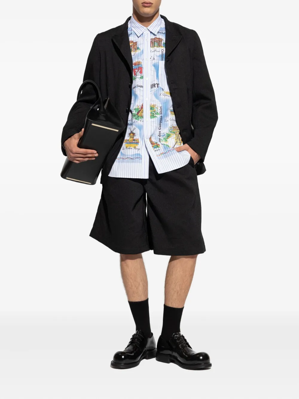 Comme Des Garçons Shirt pleated patch-pocket shorts - Zwart