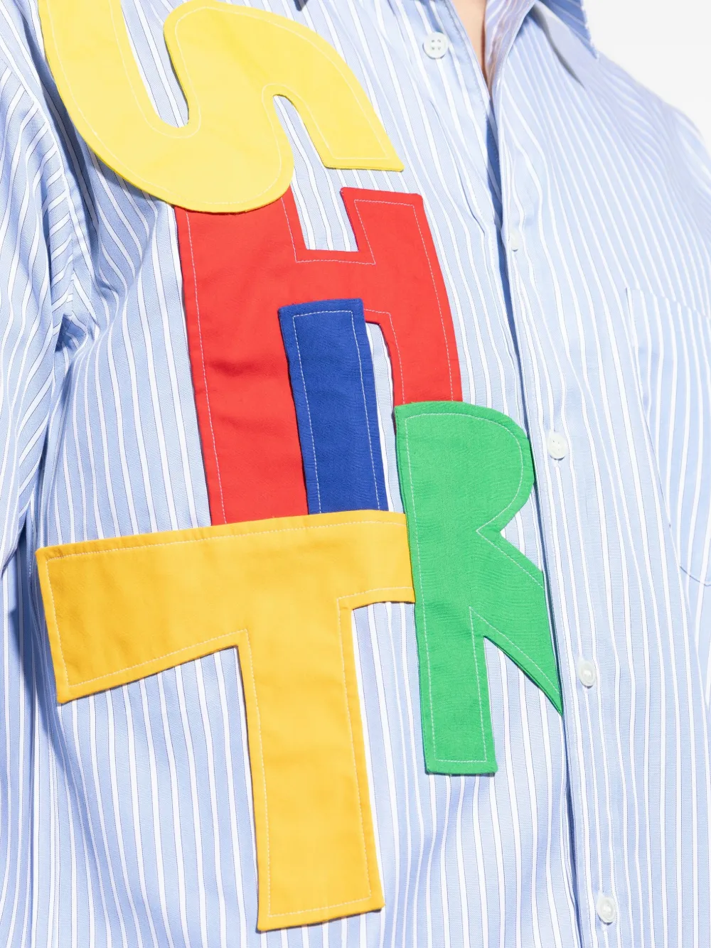 Comme Des Garçons Shirt Overhemd met streep applicatie Blauw