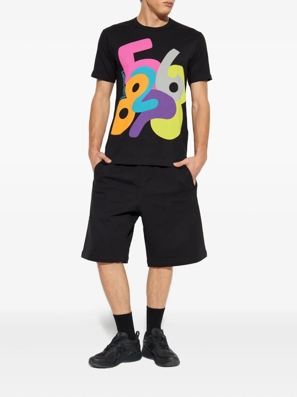 Comme Des Garçons Shirt Abstract-print T-shirt In Black