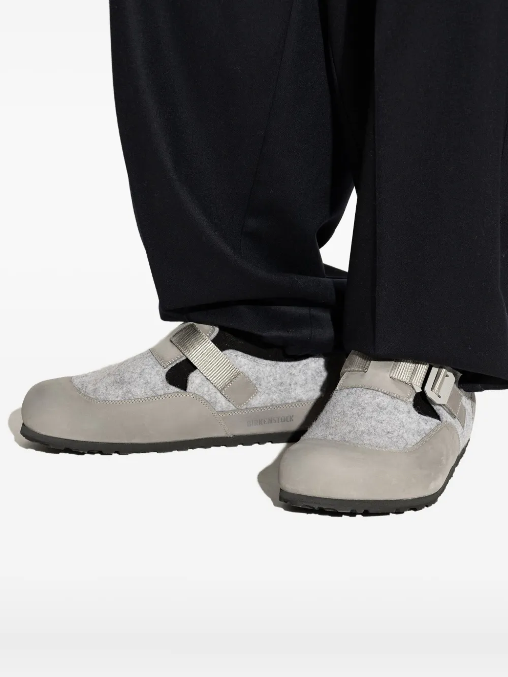 Birkenstock London Nova buckle-strap felt loafers Grey