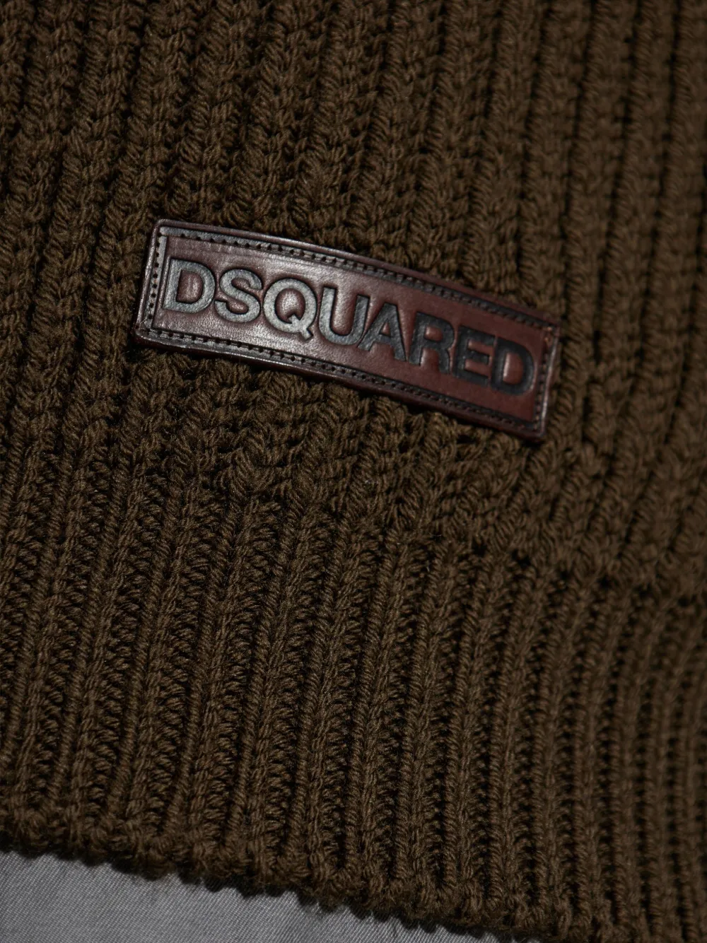 Dsquared2 Shoulder-patch Ribbed-knit Jumper In Brown