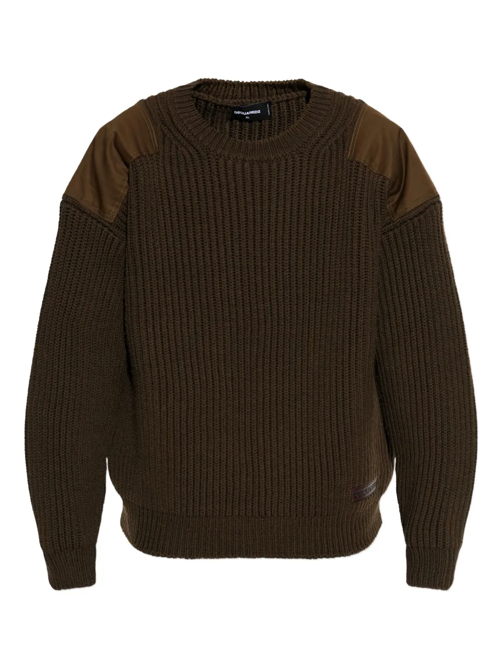 Dsquared2 Shoulder-patch Ribbed-knit Jumper In Brown