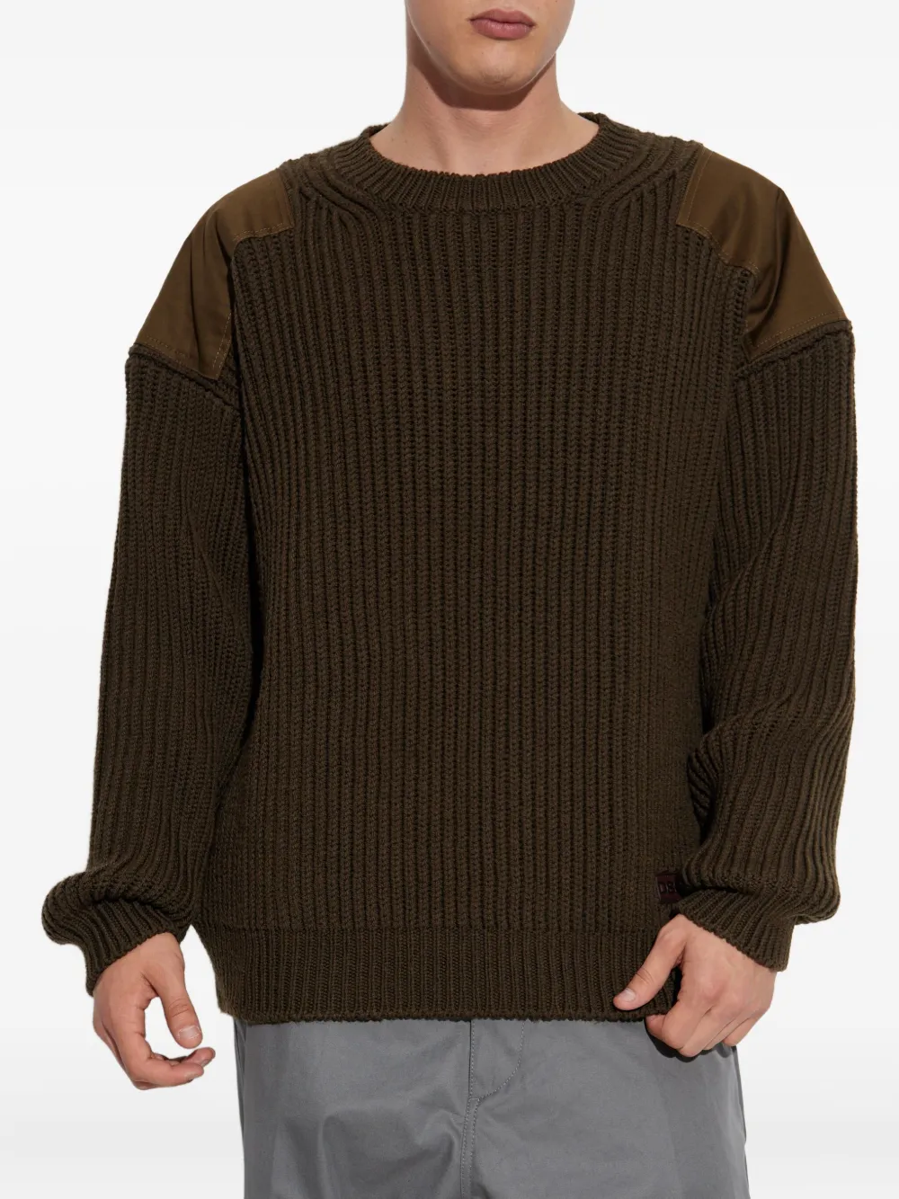 Dsquared2 Shoulder-patch Ribbed-knit Jumper In Brown