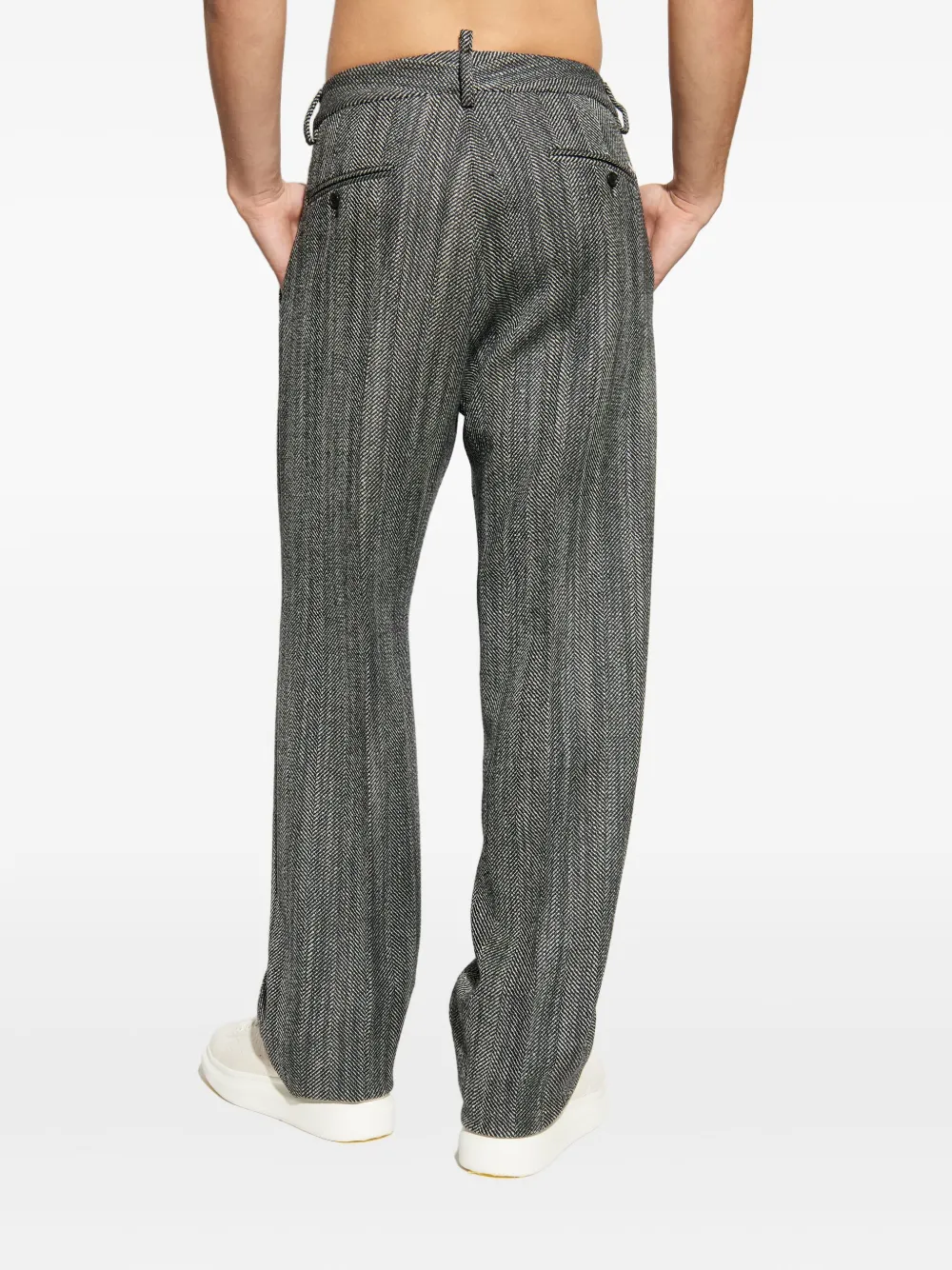Dsquared2 Herringbone Wool Trousers In Gray