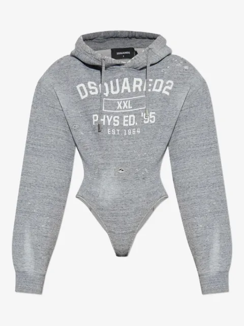 DSQUARED2 distressed-detail hooded bodysuit