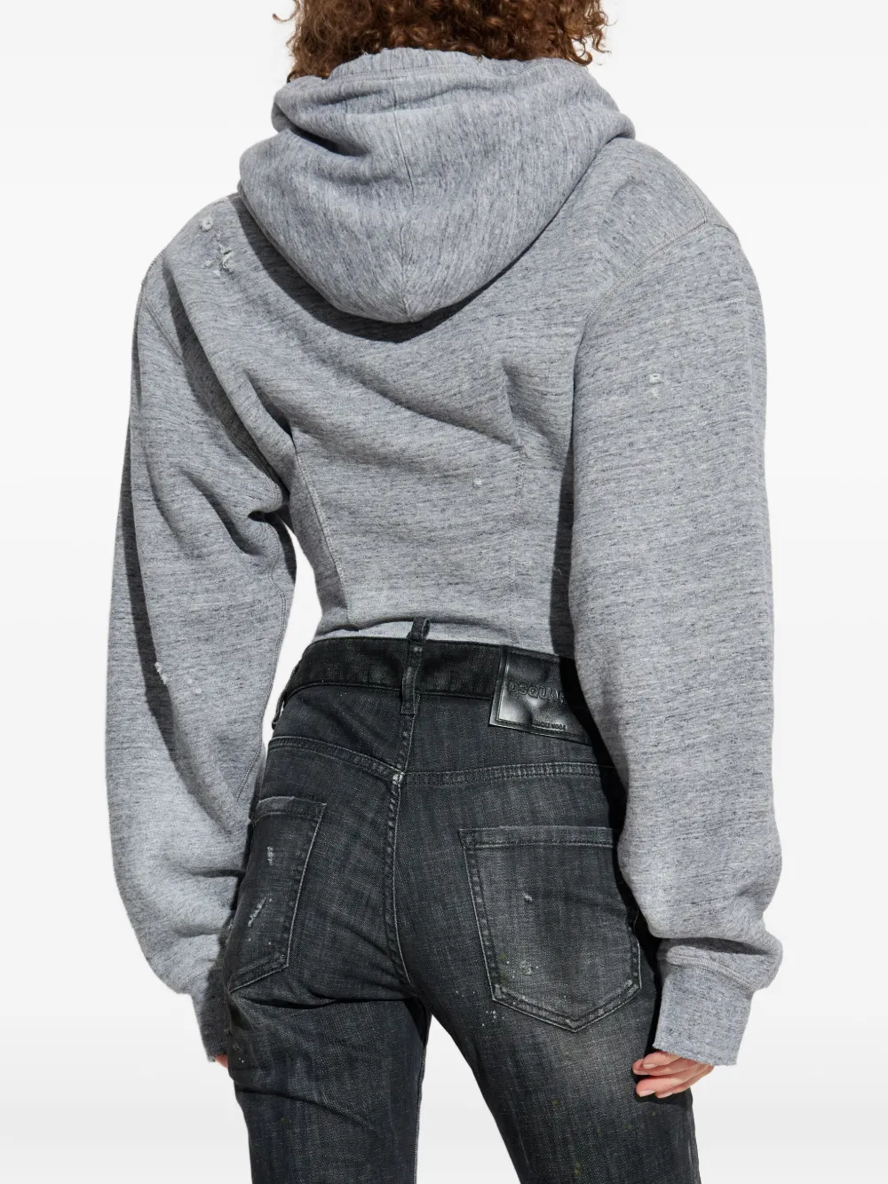 Dsquared2 Distressed-detail Hooded Bodysuit In Gray