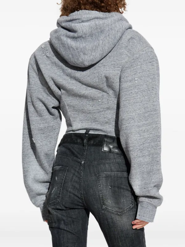 DSQUARED2 distressed-detail Hooded Bodysuit | Grey | FARFETCH