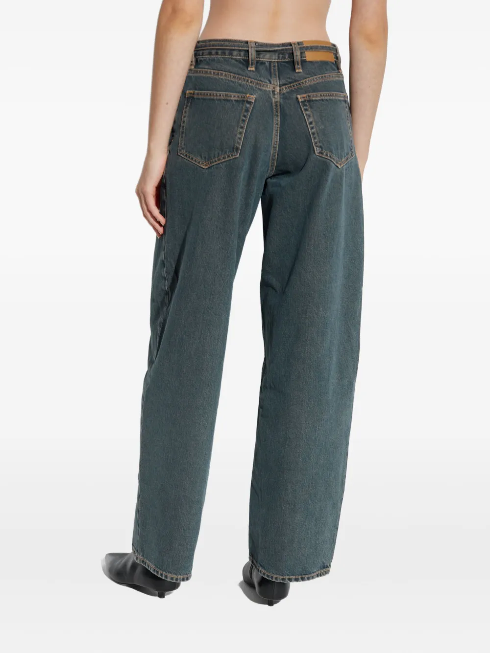 Samsoe & Samsoe Tie-waist Logo Patch Denim Jeans In Blue