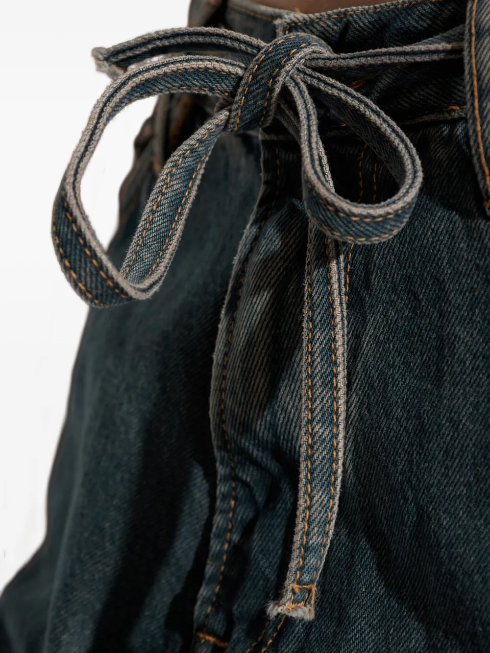 Samsoe & Samsoe Tie-waist Logo Patch Denim Jeans In Blue