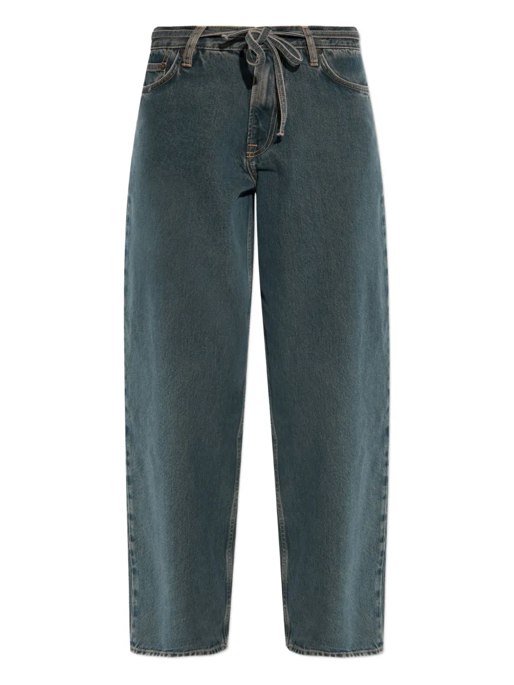 Samsoe & Samsoe Tie-waist Logo Patch Denim Jeans In Blue