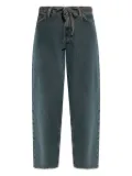SAMSOE SAMSOE tie-waist logo patch denim jeans - Blue