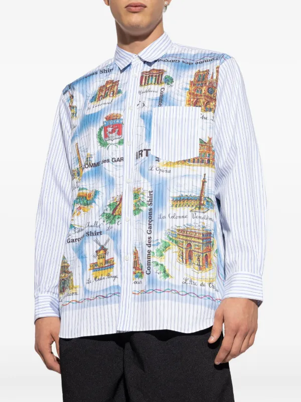 COMME des GARÇONS SHIRT M 水色ストライプシャツ Comme Des Garçons Shirt ストライプ シャツ | ブルー | FARFETCH JP