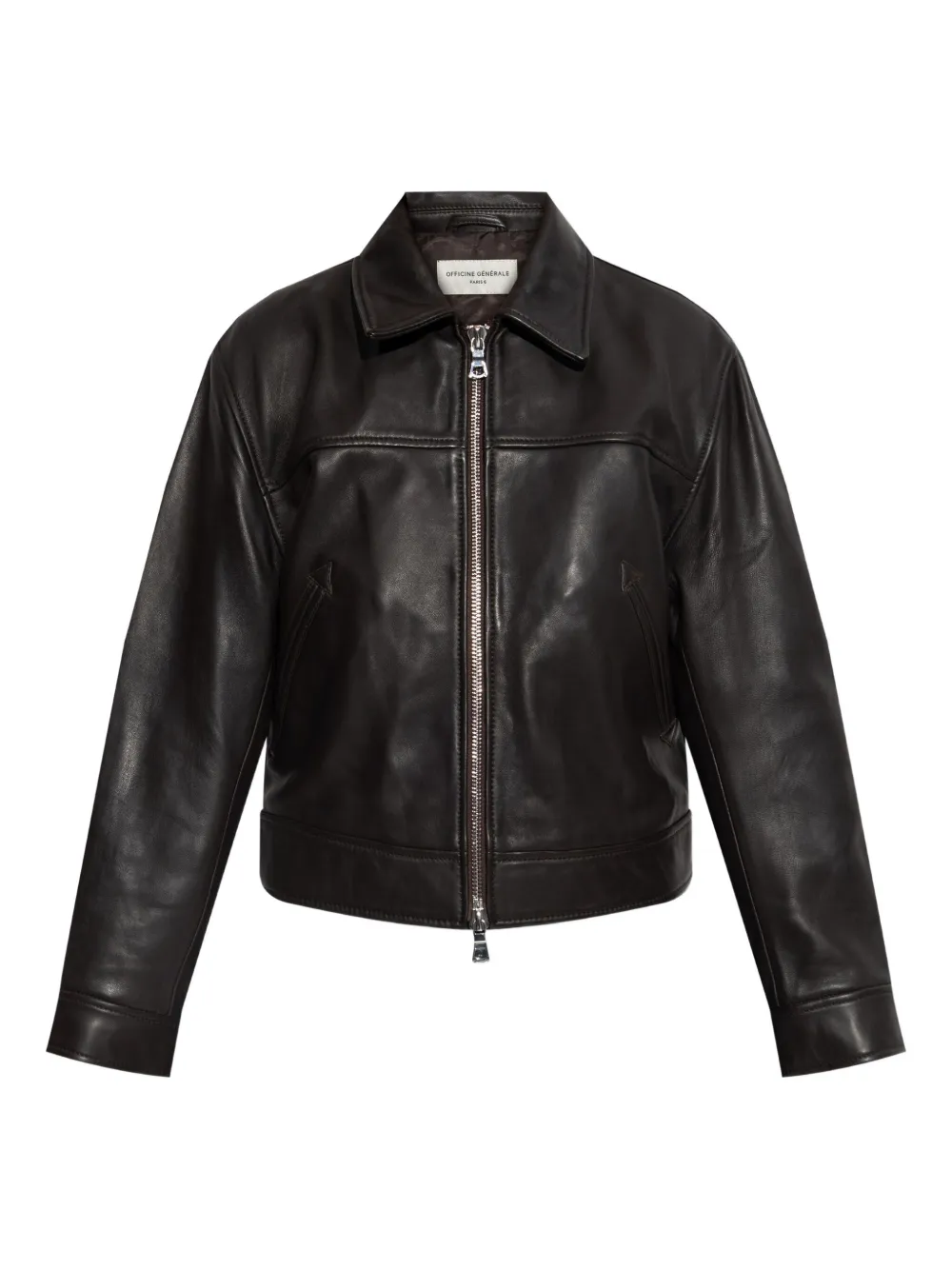 Officine Generale zip-up leather jacket | Brown | Image 1
