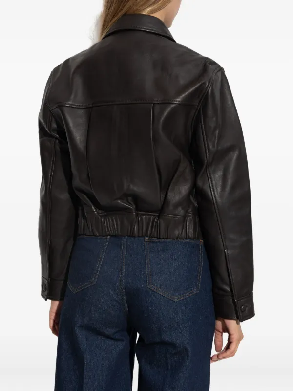 Officine Generale zip-up Leather Jacket | Brown | FARFETCH