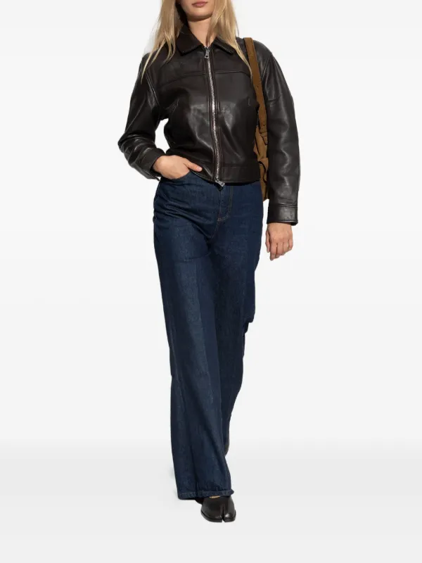 Officine Generale zip-up Leather Jacket | Brown | FARFETCH