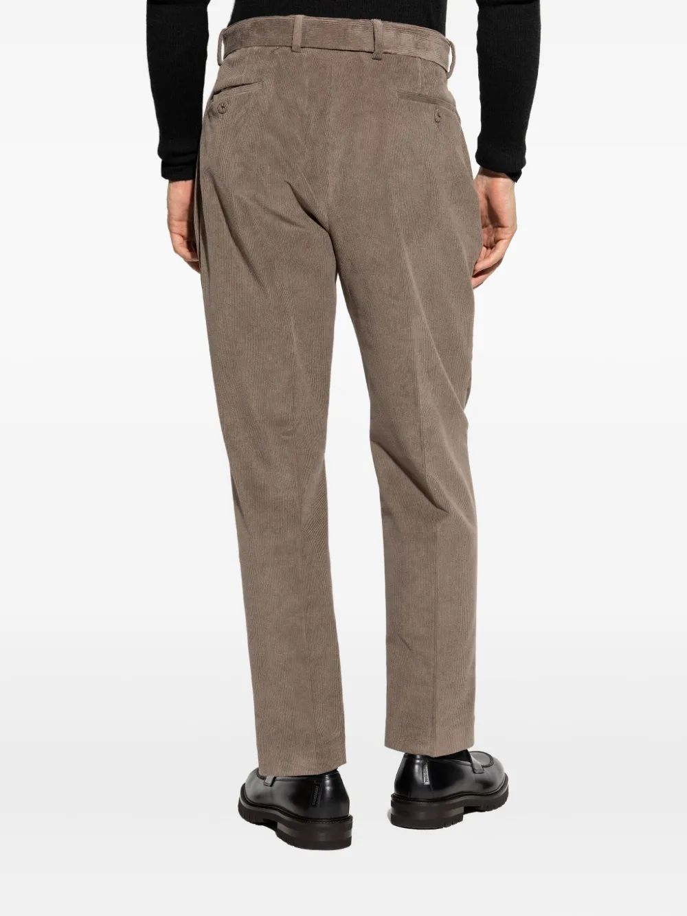 Officine Generale Belted Corduroy Trousers In Brown