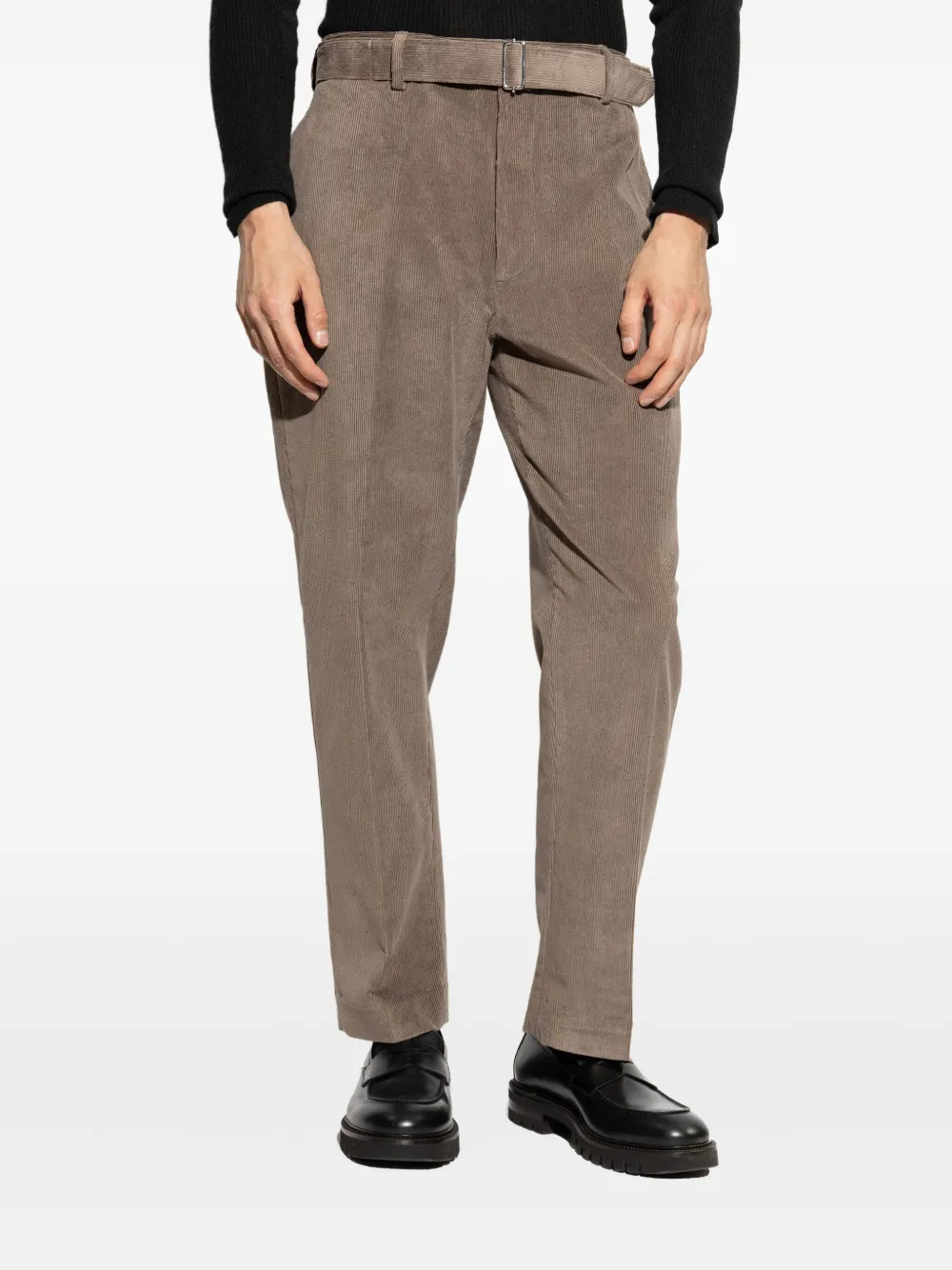 Officine Generale Belted Corduroy Trousers In Brown