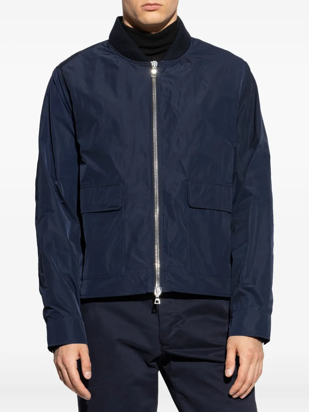 Officine Generale Nathane Zip-up Bomber Jacket In Blue