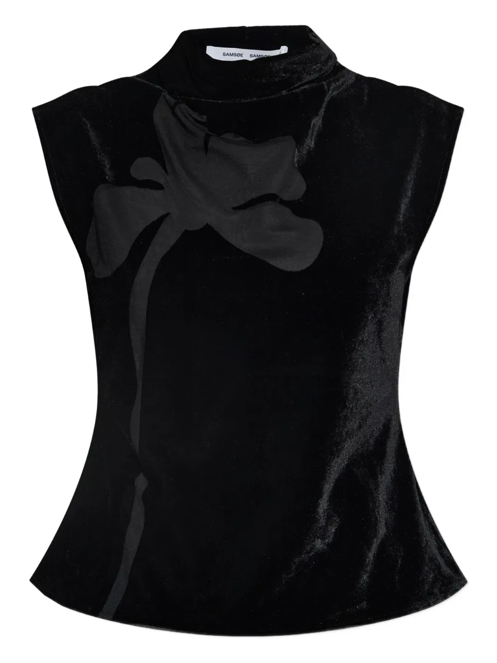 SAMSOE SAMSOE flower-applique velvet top | Black | Image 1