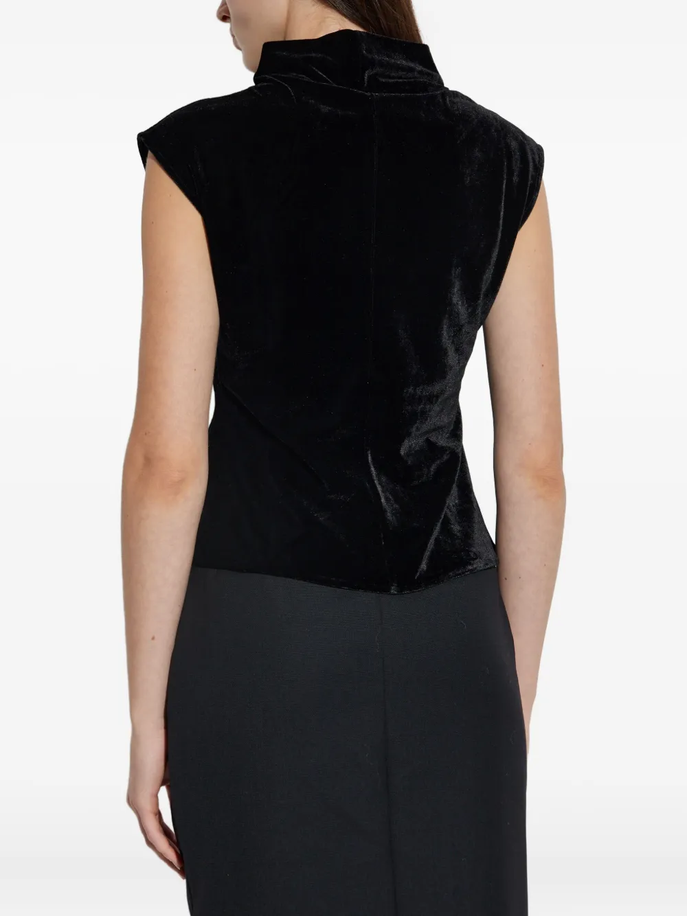 Samsoe & Samsoe Flower-applique Velvet Top In Black